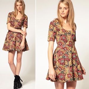 NWT ASOS Prem Floral Jacquard Thanksgiving Dress